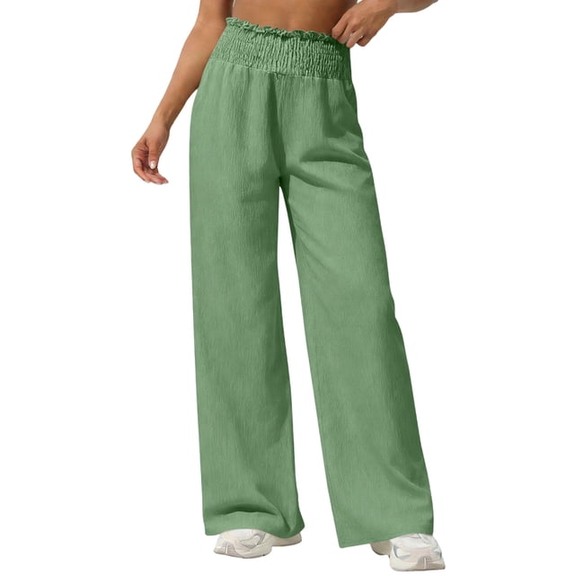 Pantalones largos para niños, de color liso, con cintura elástica y bolsillos laterales, holgados y transpirables, de poliéster.