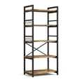 thumbnail image 4 of Baker's Rack with 10 Hooks, Bug Hull Microwave Stand with Storage, Industrial 5-Tier Storage Shelf, Free Standing Wooden Shelf, Brown, 4 of 10
