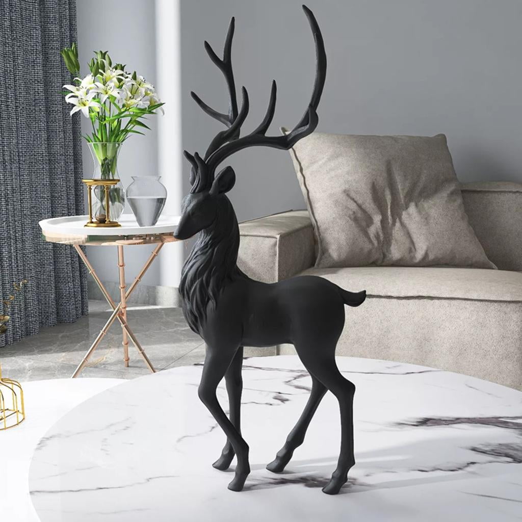 Creative Craft Deer Decoration Holiday Tabletop Reindeer Ornaments Sculpture for Christmas Cabinet Family Gifts Light - Standing