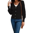 thumbnail image 2 of hirigin Women's Spring Autumn Knitted Cardigan Solid Color Long Sleeve Button Down Knitwear, 2 of 9