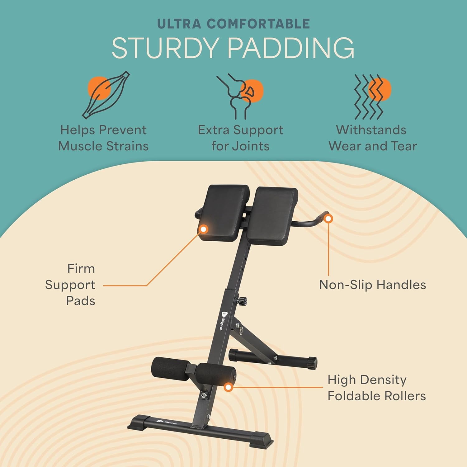 LifePro SculptTrainer Lite Roman Chair – Foldable Hyperextension Bench, Adjustable Back Extension, Ab & Sit-Up Bench for Home Gym Strength Training - Black
