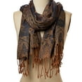 thumbnail image 4 of Oussum Acrylic Jacquard Floral Paisley Fringe Trim Women Scarf, 4 of 5