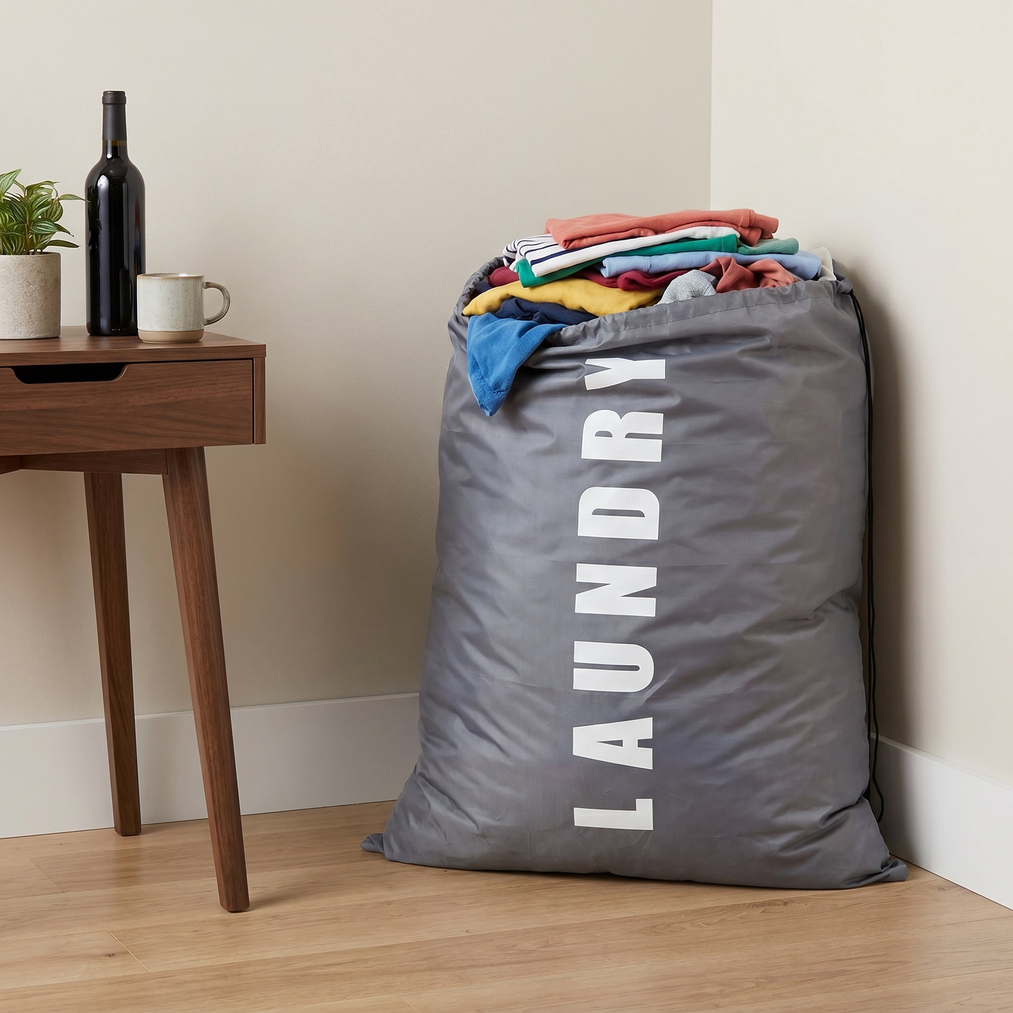 Unique Bargains 2Pcs Waterproof Wet Dry Travel Laundry Bag Gray-White 24" x 36.2"