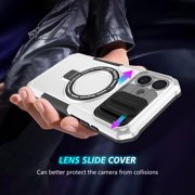 Case for iPhone 16, with Sliding Camera Cover & Ring Kickstand, Military Grade Drop Protective Hybrid Shockproof Anti-fall Phone Case Cover for iPhone 16, White