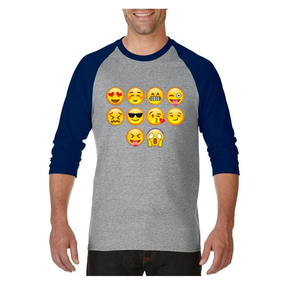 MmF - Mens Raglan Sleeve Baseball T-Shirts, up to Size 3XL - Emoji Entourage