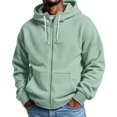 thumbnail image 2 of Mens Waffle Hoodies Zip Up Oversized Long Sleeve Hooded Jacket Drawstring Hooded Cardigan Casual Fall Winter Streetwear Daily Wear, 2 of 5