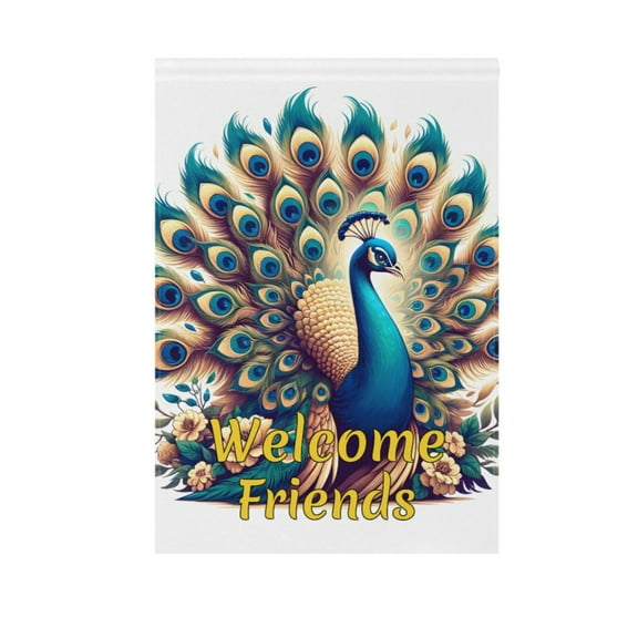 A Beautiful Peacock Garden Flag House Banner 12" x 18" Double Sided Outdoor Yard Decoration