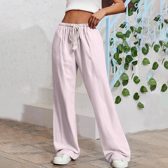 ATENAR Women Pants Pokets Loose Fit Pants Summer Pant Pink XS
