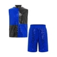 thumbnail image 3 of Hansber Boys Hip Hop Street Jazz Dance Outfit Kids Color Block Sleeveless Tank Top with Sequin Shorts Set Blue 8, 3 of 5