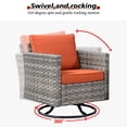 thumbnail image 4 of Vcatnet 9 Pieces Patio Furniture Outdoor Wicker Conversation Set with Swivel Rocking Chairs and Coffee Table,Orange Red, 4 of 8