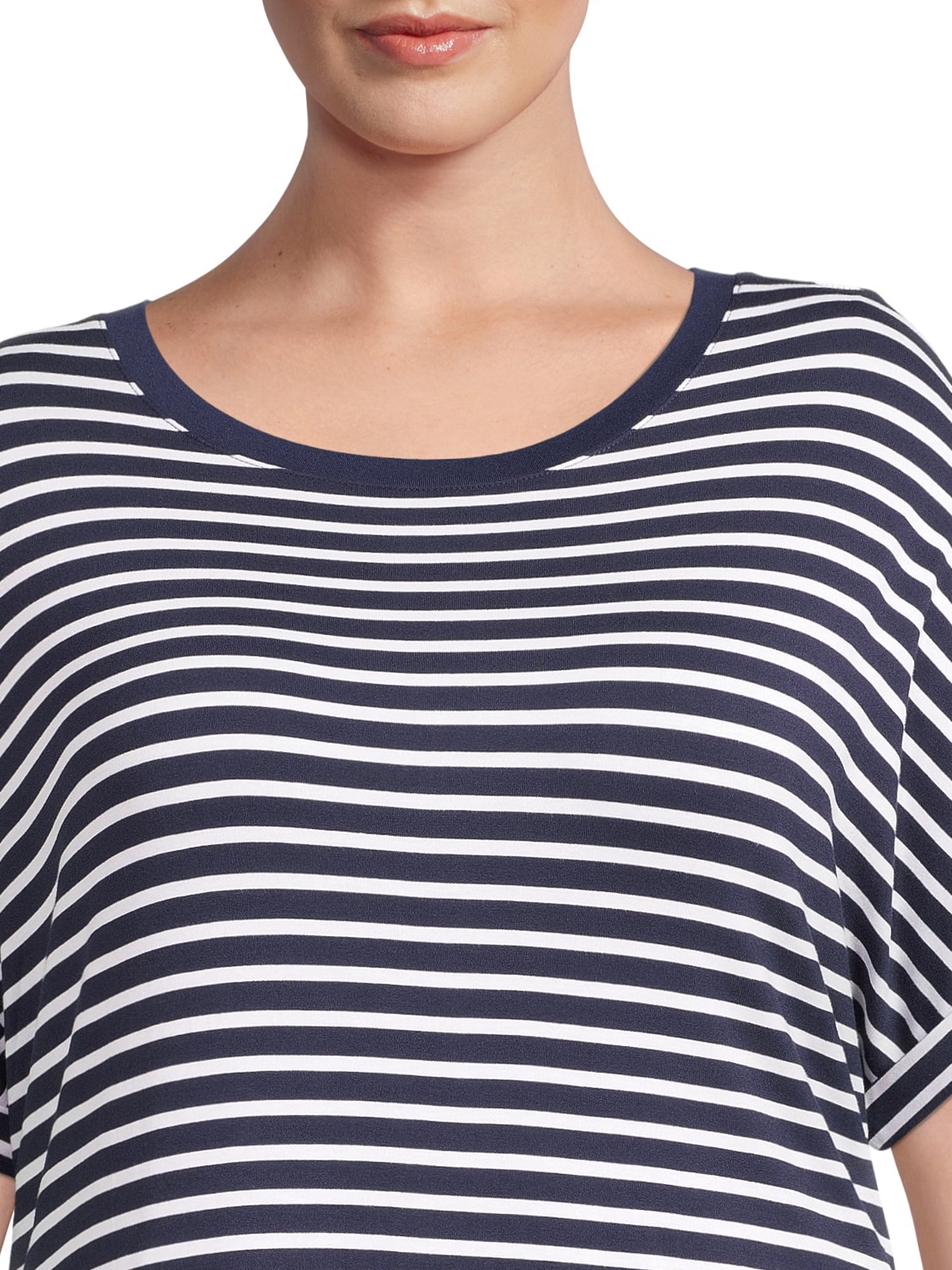 Terra & Sky Women's Plus Size Roll Cuff T-Shirt Dress