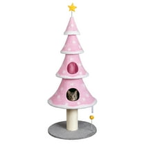ZephyPaws 60 inch Christmas Cat Tree,Cute Cat Tower with 2 Condos,Sisal Scratching Posts,Spring Toy,Holiday Cat Tree Tower for Indoor Cats,Pink