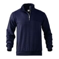 thumbnail image 4 of Men's Retro Stand Collar Zip-Up Sweatshirt, Casual Loose Fit Heavyweight Knit Jacquard Pullover, Fall Winter Long Sleeve Top,Navy,L, 4 of 8