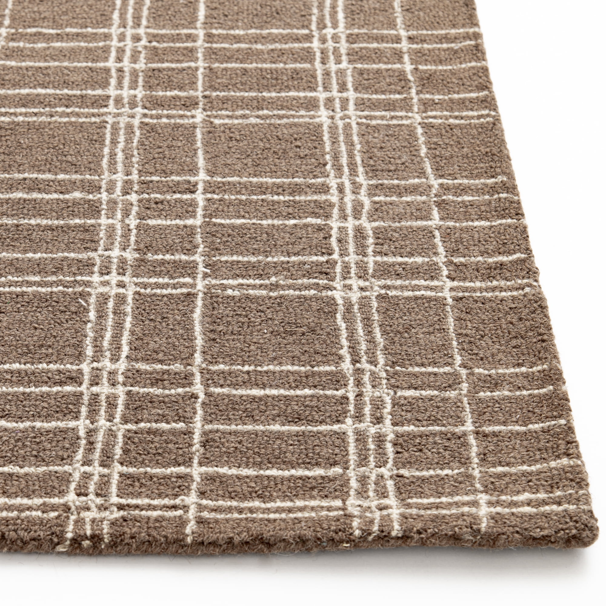 Better Homes & Gardens Brown Plaid Wool Indoor Area Rug, 7'10"x9'10"