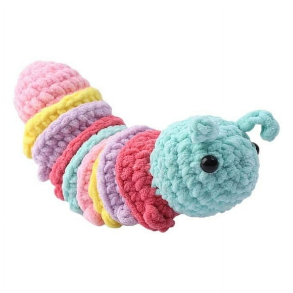 The Mini Cat Erpillar Rainbow Fi Dget Cat Erpillar Crochet Kit Handmade DIY Wool Knitting E Motional Su Pport Cat Erpillar Crochet Pattern Kit For Beginners Or DIY Lover Circular Knitting Needles
