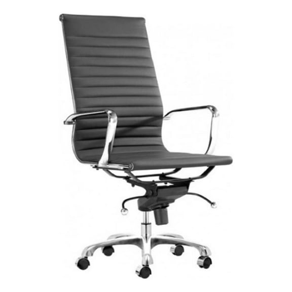 Plata Import Toni High-Back Office Chair in Black Faux Leather