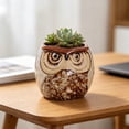 thumbnail image 2 of SLYNSHome Cartoon Owl Ceramic Flower Pot, Gardening Planter, Creative Succulent Holder For Home, Office & Gardening Decor, 2 of 6