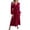 Red, variant on qafoshin Fall Pleated Dresses for Women V Neck Long Sleeve Midi Dress Waistband Classic Ruched Dress