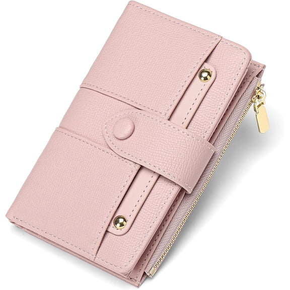 CAILDANL Wallet for Women Leather RFID Blocking Credit Card Holder Bifold Clutch Wallets for Women Zipper Coin with Removable ID Window
