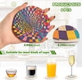 thumbnail image 2 of Yayeee 6 PCS Drink Coasters with Holder Set Woven Absorbent Round Tabletop Hot Pad, Colorful Wavy Plaid, 2 of 7
