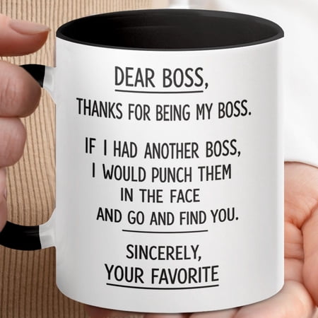 [MADE IN US] Worlds Okayest Boss Funny Business Owner Ceramic Coffee Drinking Mug, 11oz/15oz Funny Coffee Mugs Ceramic Printed Drinkware Cup