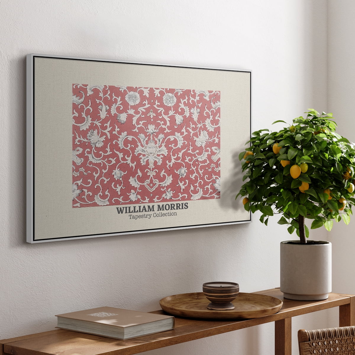 Vintage Abstract Print-LI Framed in White Wood Gallery Wrapped Canvas 17 in. x 25 in.