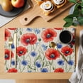 thumbnail image 2 of Red Blue Flowers Placemats Set of 12 Patriotic Poppy Floral Summer Country Place Mats Indoor Wipeable Table Mats Washable Cloth Dining Table Placemats for Kitchen Holiday Party Home Decor 13x19 Inch, 2 of 9