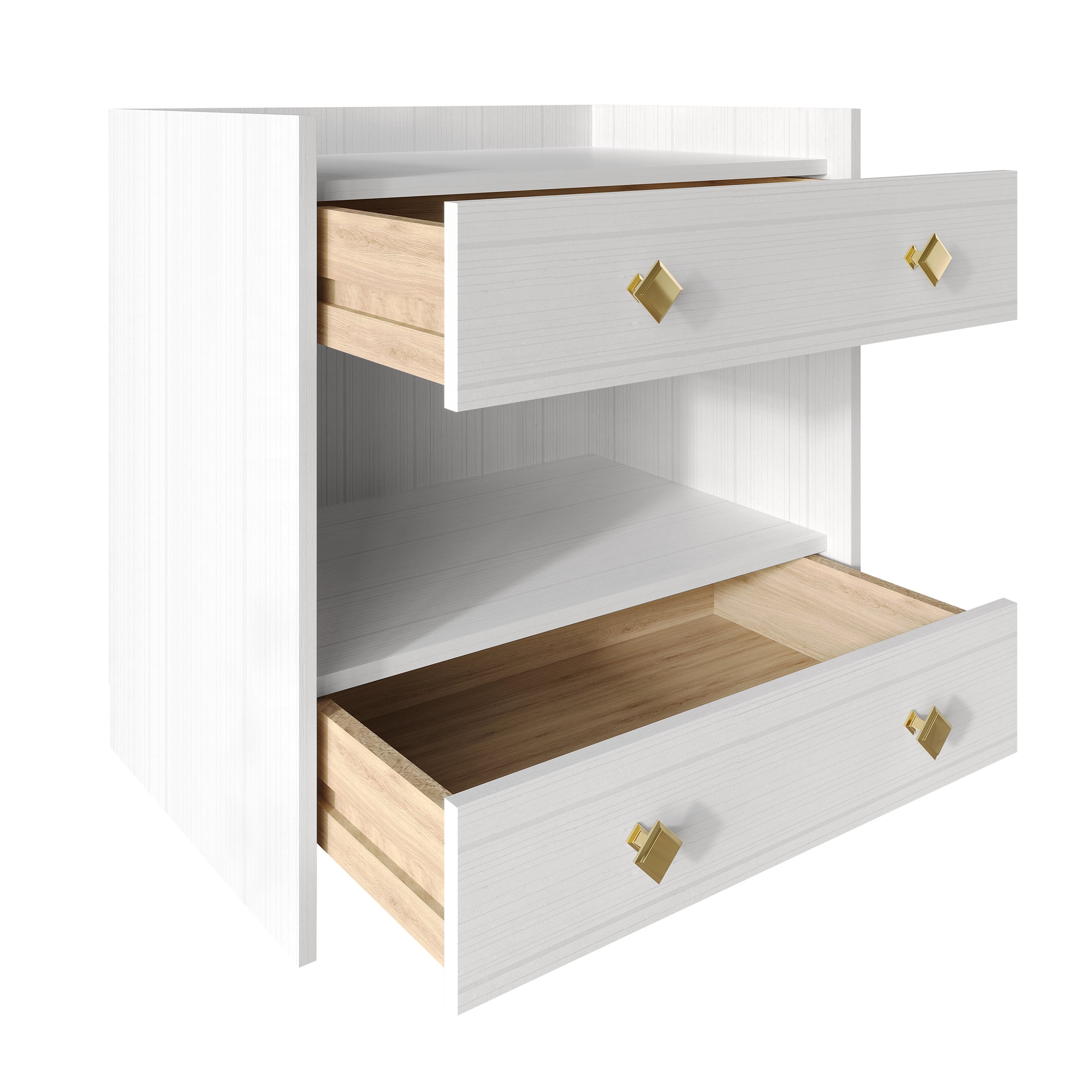 Castle Place Set of 2 Elegant Glam Nightstands, White