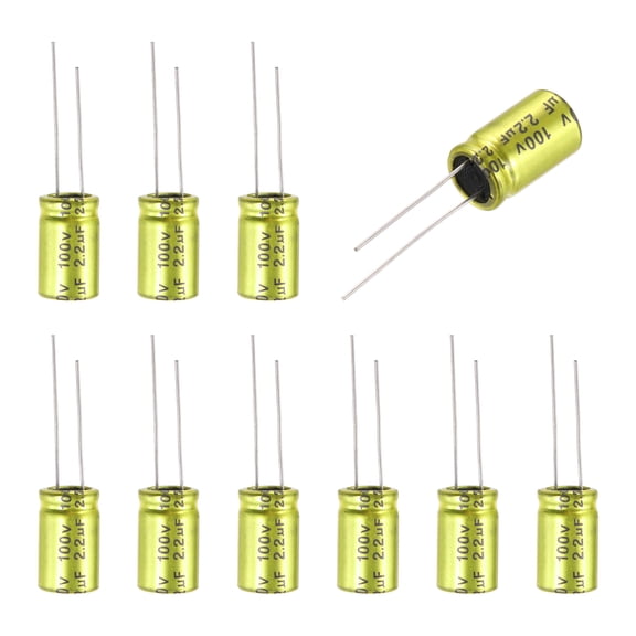 2.2uF 100V Non-Polarized Electrolytic Capacitor, 10mm x 17mm Aluminum Audio Capacitors for DIY Projects Audio Tweeter Frequency Divider Pack of 10