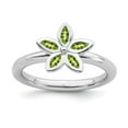 thumbnail image 1 of 925 Sterling Silver Stackable Expressions Peridot Flower Ring Size: 5; for Adults and Teens; for Women and Men, 1 of 5