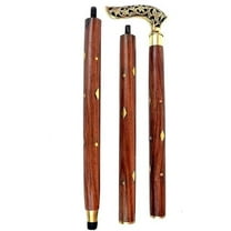 NAUTICALMARTUS Walking Stick Antique Style Brass Wood Cane Designer Walking Stick Vintage Victorian Style Brass Leaf Handle Gift