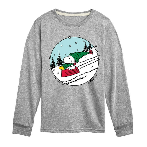 Peanuts - Snoopy Woodstock Sled - Toddler & Youth Long Sleeve Graphic T-Shirt
