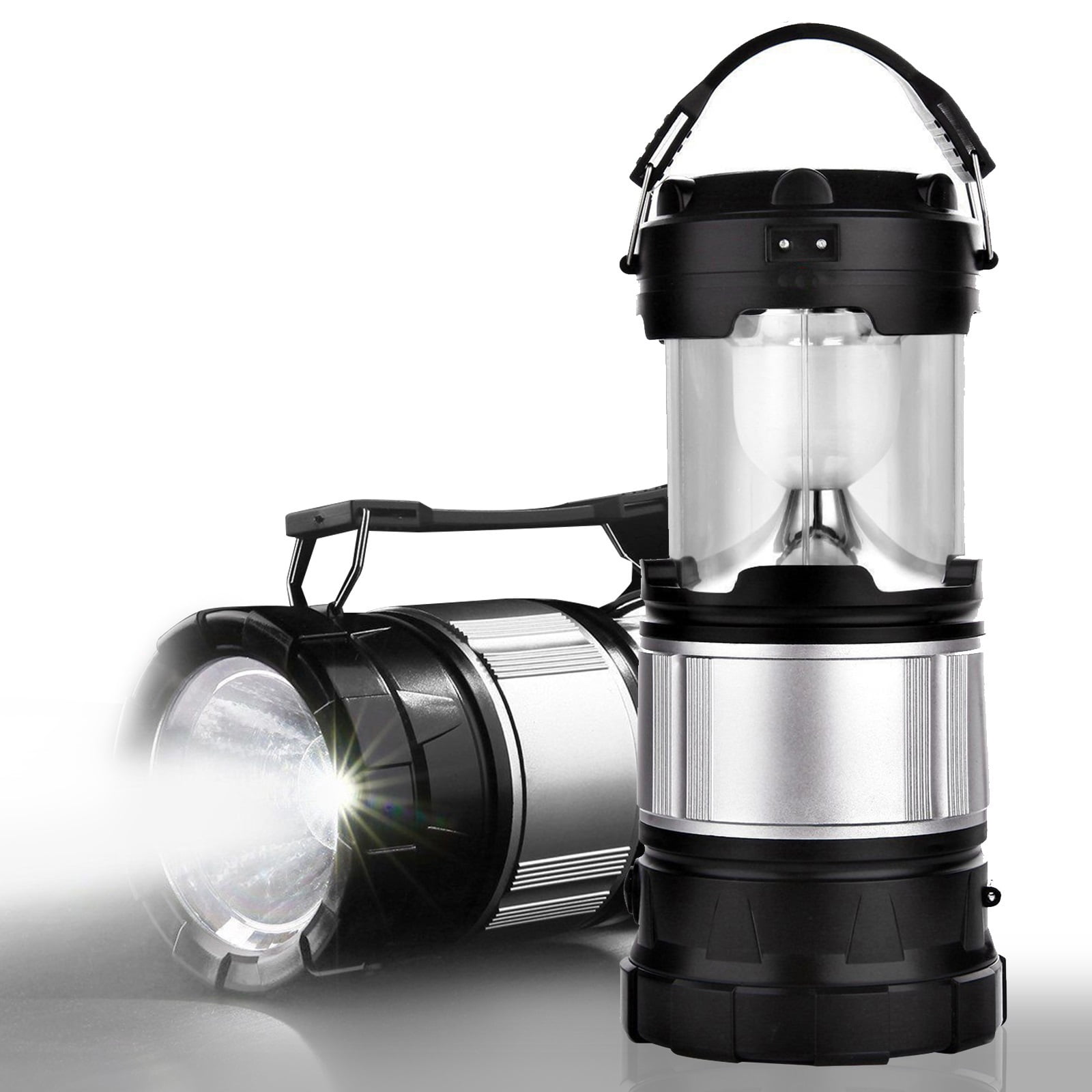 Solar Led Hurricane Lantern Camping Light Paraffin Lamp Flashlight Black 