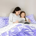 thumbnail image 5 of jejeloiu Purple Bowknot Bow Full Size Comforter Sets,Letter K Monogrammed Bedding Sets For Girls Kids Reversible 3pcs, 5 of 8