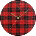 thumbnail image 5 of Dreamtimes Round Digital Clock Red Buffalo Plaid Creative Decorative Quiet Not Ticking Clock,Bedroom Living Room Bathroom Kitchen Office Wall Ornament, 10In, 5 of 7