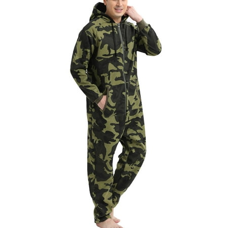 

Njoeus Men Casual Zipper Hood Suit Camouflage One-piece Suit Home Clothes And Pajamas