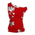 thumbnail image 5 of WRKEKC Summer Tank Tops for Women Floral Off Shoulder Slim Fit Sleeveless Casual Top with Ruffled Hem and Cropped Length, 5 of 6