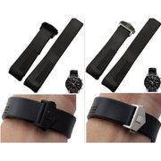 20/22mm Black Rubber Band Strap For TagHeuer Carr'era CV2014 With Buckle