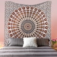 thumbnail image 2 of Bless International Indian hippie Bohemian Psychedelic Golden Blue Peacock Mandala Wall hanging Bedding Tapestry (Orange Brown, King (88x104Inches)(225x265Cms)), 2 of 4
