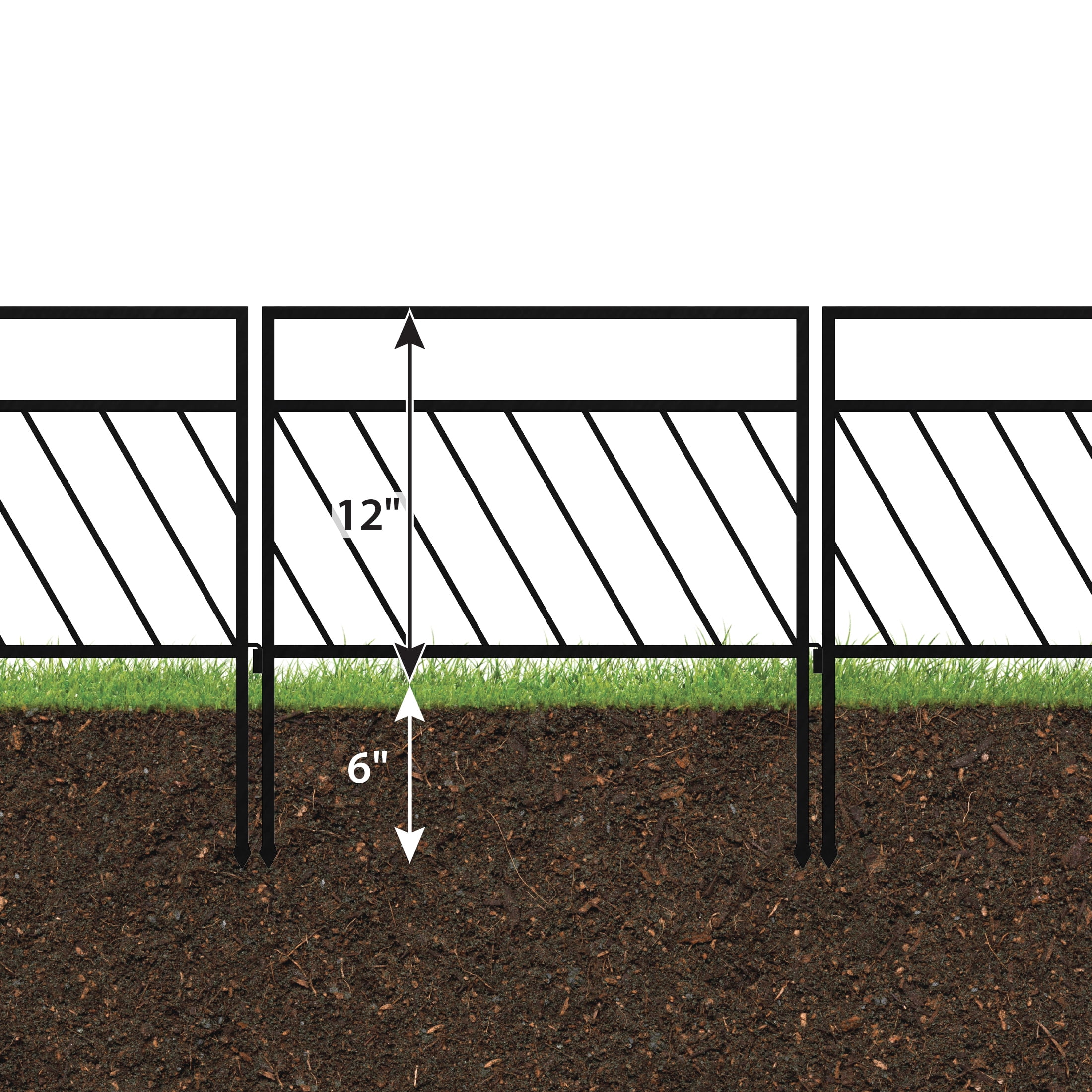 (12 pack) 18in H x 17.5in W Black Steel Diagonal Garden Border