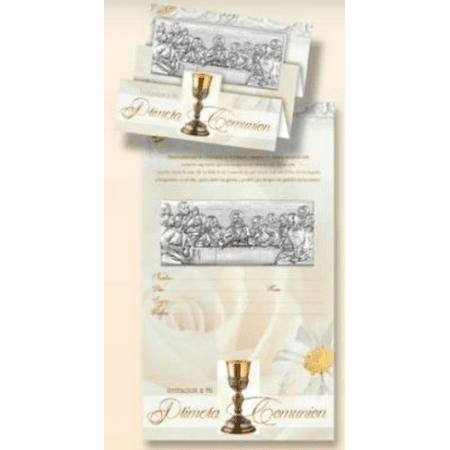 Twins Communion Invitations - Spanish First Holy Communion Jesus Last Supper Invitations with Envelopes 8 Count