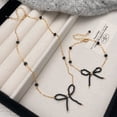 thumbnail image 3 of Hotpom Fashion Black Crystals Beaded Bowknot Bracelet Necklace Set, Handmade Bead & Elegant Bow Accent Simple and Generous Elegant Design jewelry, 3 of 6