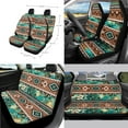 thumbnail image 2 of Renewold Car Seat Covers Full Set 14 PCS, with Steering Wheel Seat Belt Pads Coasters Waste Bin Armrest Pad Cup Holders Rearview Mirror Handbrake Cover Set, American Tribal Leopard Print Brown Teal, 2 of 7