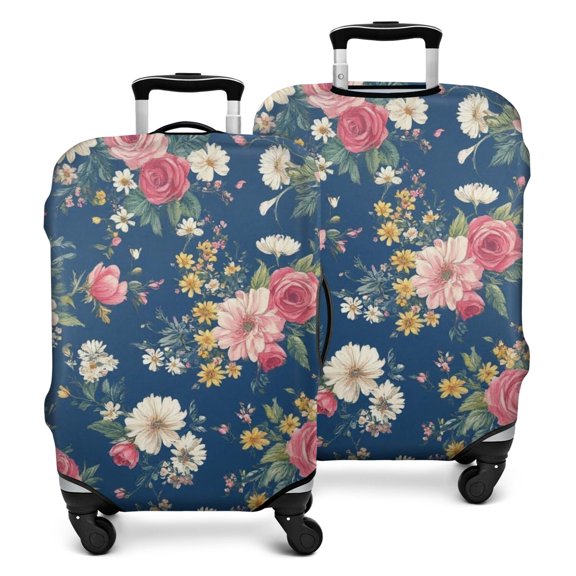 Pioneer Flower Floral Print Pattern Luggage Cover Fashion Suitcase Cover Baggage Covers Fit 25-28 Inch Luggage (Go Travel)