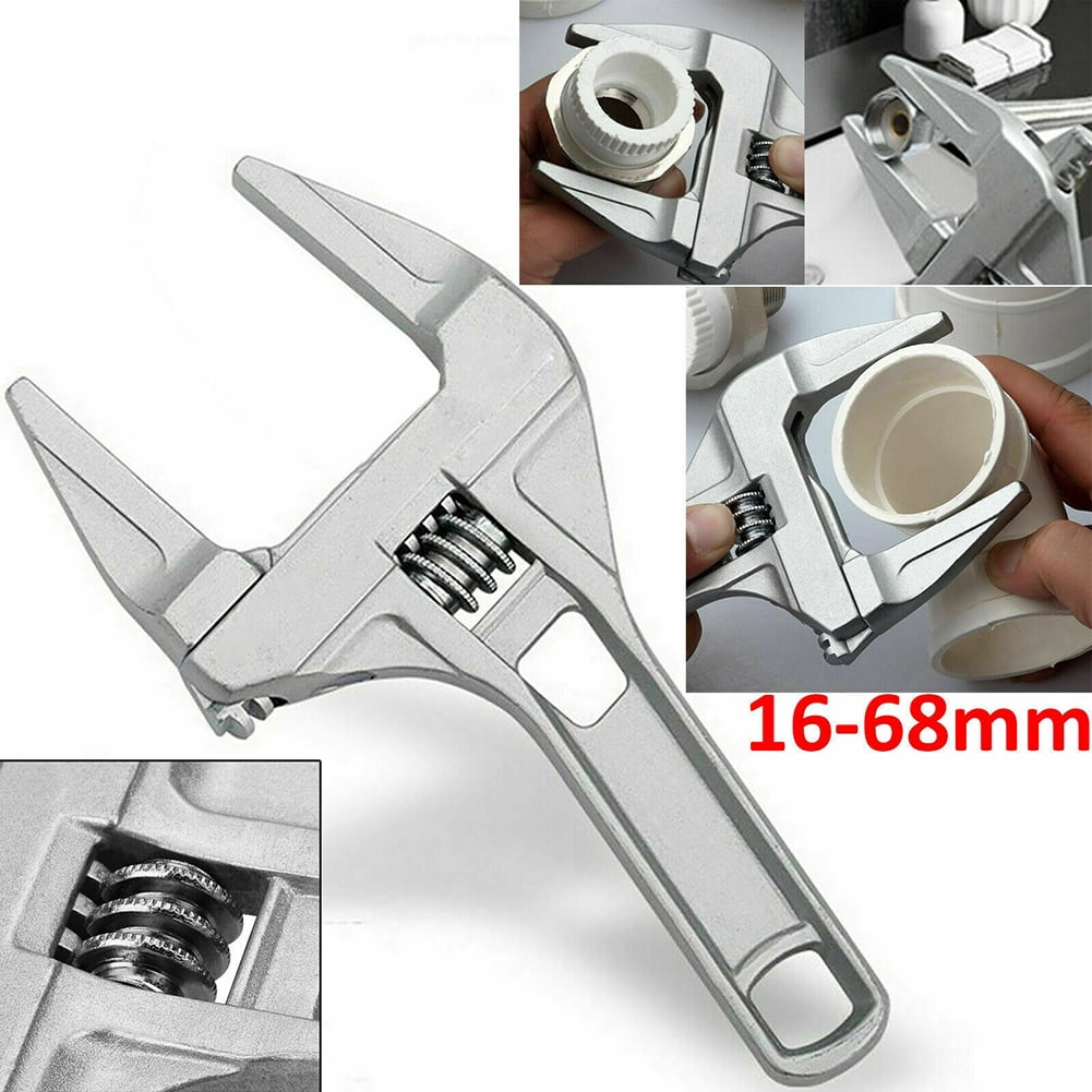 0-68mm Wide Adjustable Large Spanner Wrench Hand Nut Opening Pipe Tool Jaw 