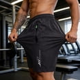 thumbnail image 4 of Men's Athletic Shorts Running Gym Workout Shorts Zipper Pockets Quick Dry Lightweight Breathable Sports Training Jogging Shorts with Drawstring Elastic Waist Black L, 4 of 5