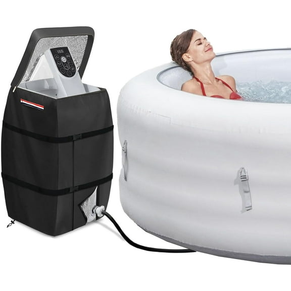 Hot Tub Pump Cover, Hot Tub Insulated Pump Cover, Hot Tub Spa Heater Pump Cover with Colorful Handles, Dustproof, Waterproof, and UV-Resistant, Upgraded and Thickened for Spa Heaters (Black)