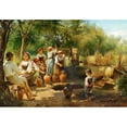 thumbnail image 3 of Edvard Petersen 24x18 Black Modern Framed Museum Art Print Titled - Girls Pick Up Water at the Well at Noon (1886), 3 of 5