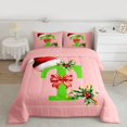 thumbnail image 2 of Homewish Kawaii Initial T Letter Full Size Comforter Sets, Christmas Hat Flower Bedding Comforter Set, Girly Pink Cartoon Reversible Bedding Sets, Super Cozy Room Decor, 3pcs, 2 of 8
