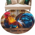 thumbnail image 6 of Farmhouse Rooster Round Rug 8ft Washable Circle Rugs Non Slip Vintage Farm Chicken Sunflower Wooden Large Area Rug Indoor Floor Carpet for Bedroom Kitchen Living Room Home Office Dining Room Nursery, 6 of 8